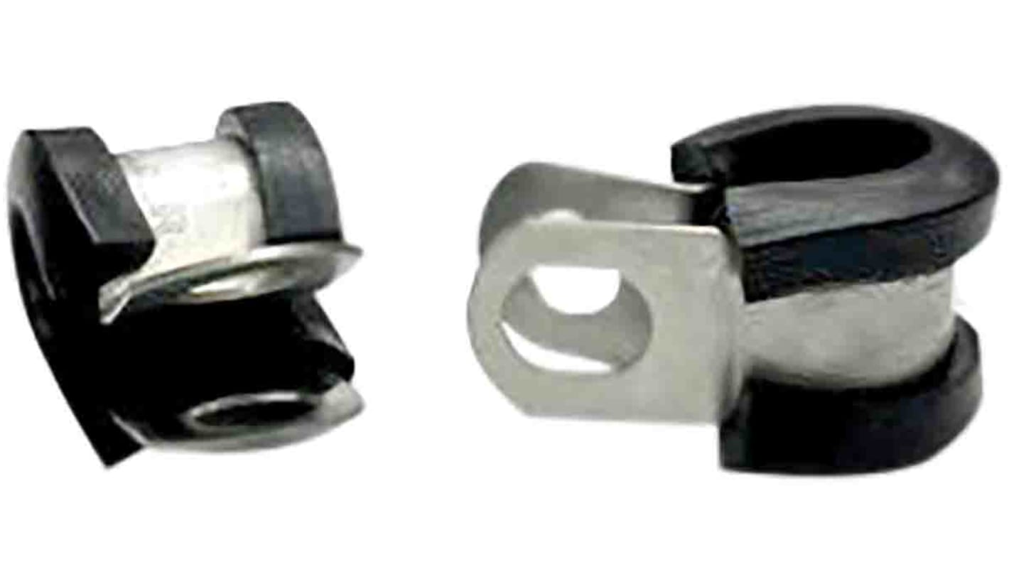 RS PRO 6mm Black, Stainless Steel P Clip