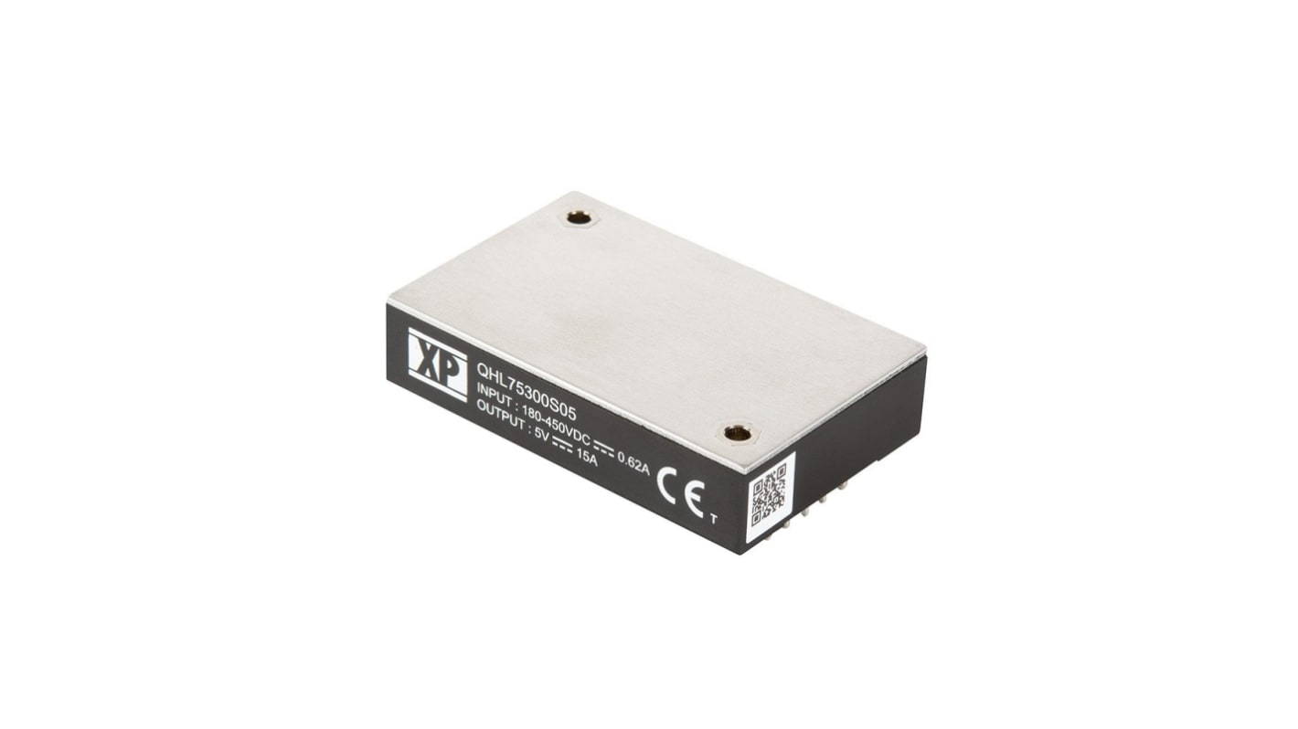 XP Power QHL75 DC/DC-Wandler 75W 300 V dc IN, 5V dc OUT / 15A Durchsteckmontage 3kV isoliert