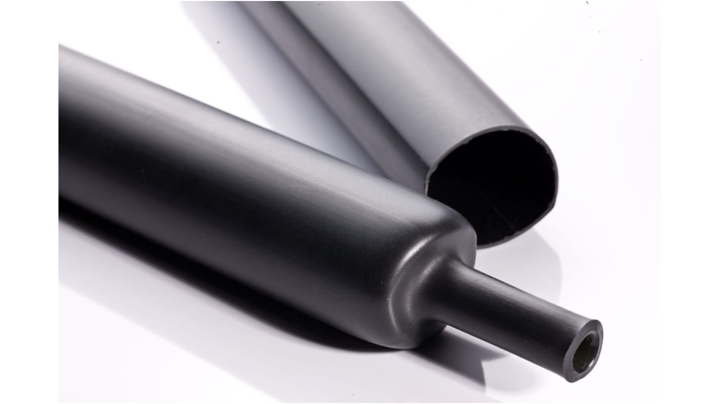 RS PRO Adhesive Lined Heat Shrink Tubing, Black 95mm Sleeve Dia. x 1.22m Length 3:1 Ratio