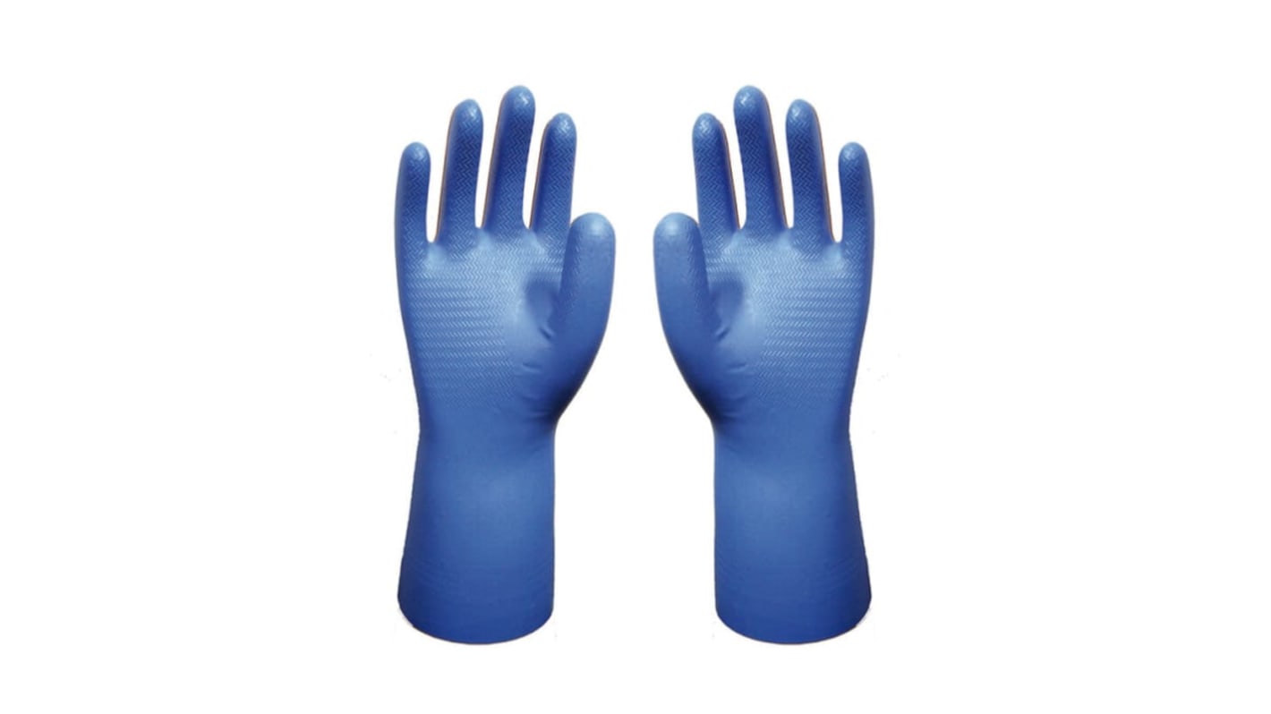 Showa Showa 707D Blue Nitrile Chemical Resistant Gloves, Size 9, Nitrile Coating