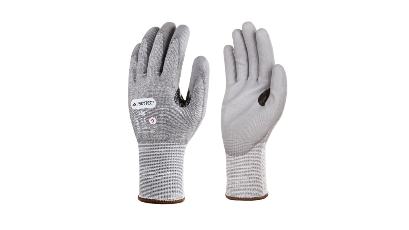 Skytec Skytec SS6 Grey Nylon Cut Resistant Gloves, Size 7, Small, Polyurethane Coating