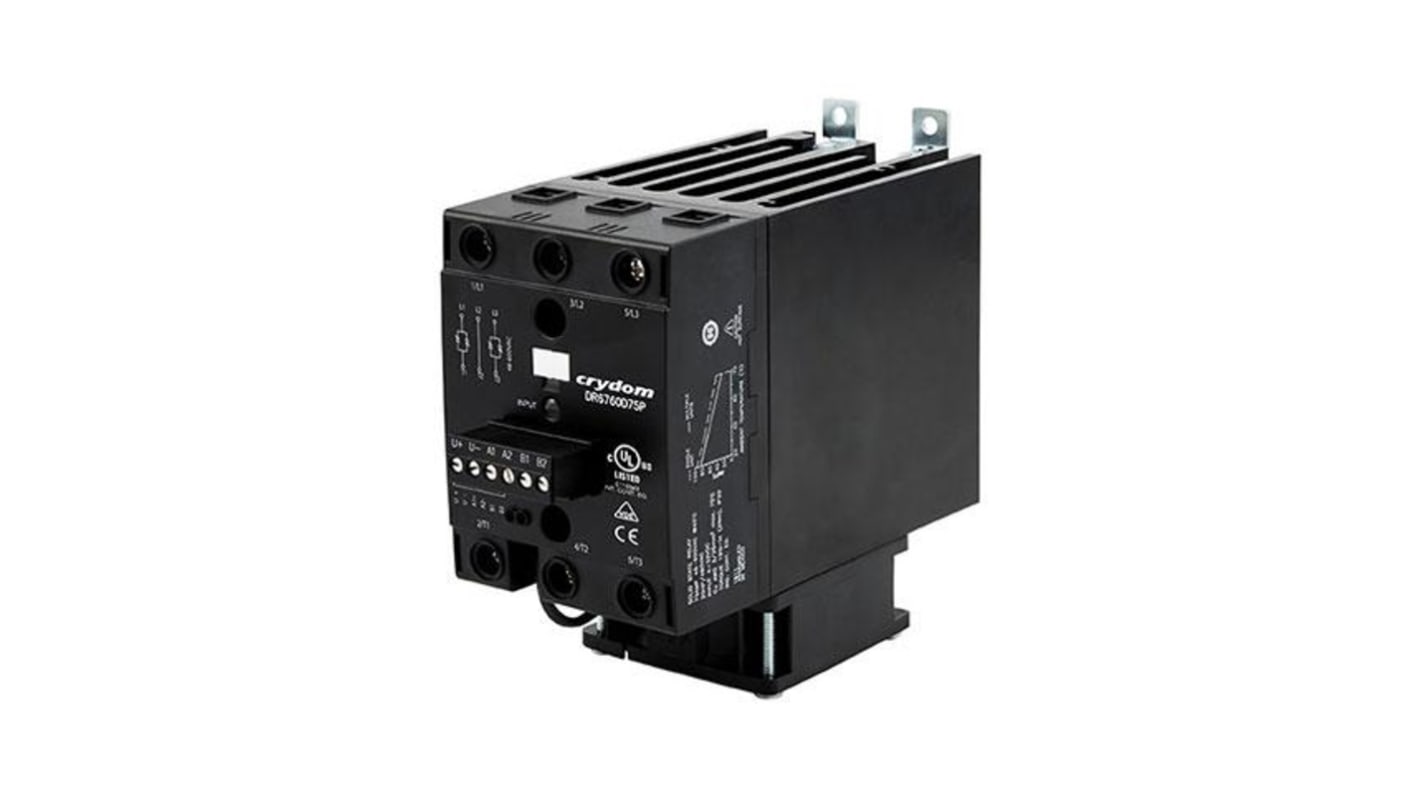 Sensata Crydom DR67 Series Solid State Relay, 75 A Load, DIN Rail Mount, 600 V ac Load