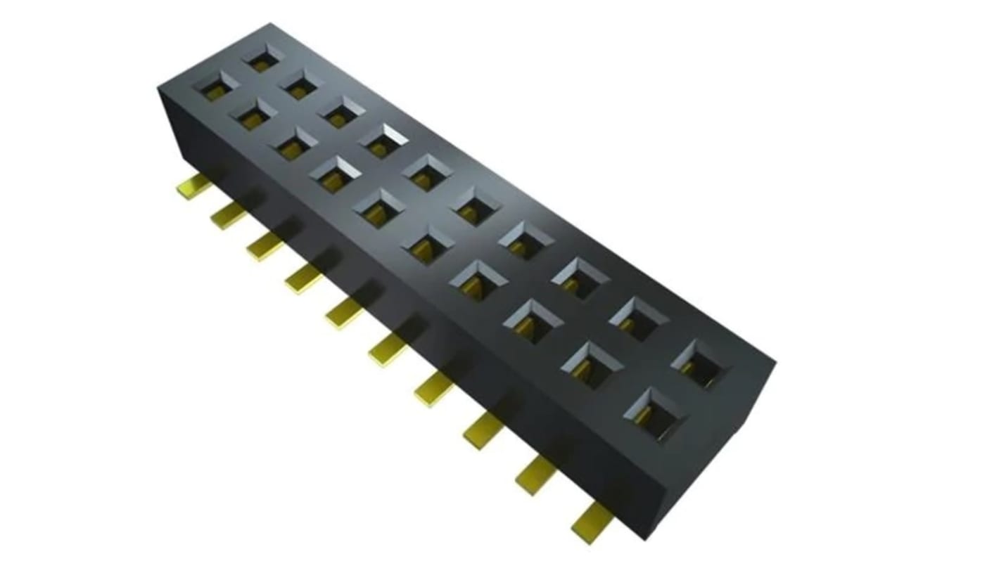 Conector hembra para PCB Samtec serie CLP CLP-105-02-G-D-TR, de 10 vías en 2 filas, paso 1.27mm, Montaje Superficial,