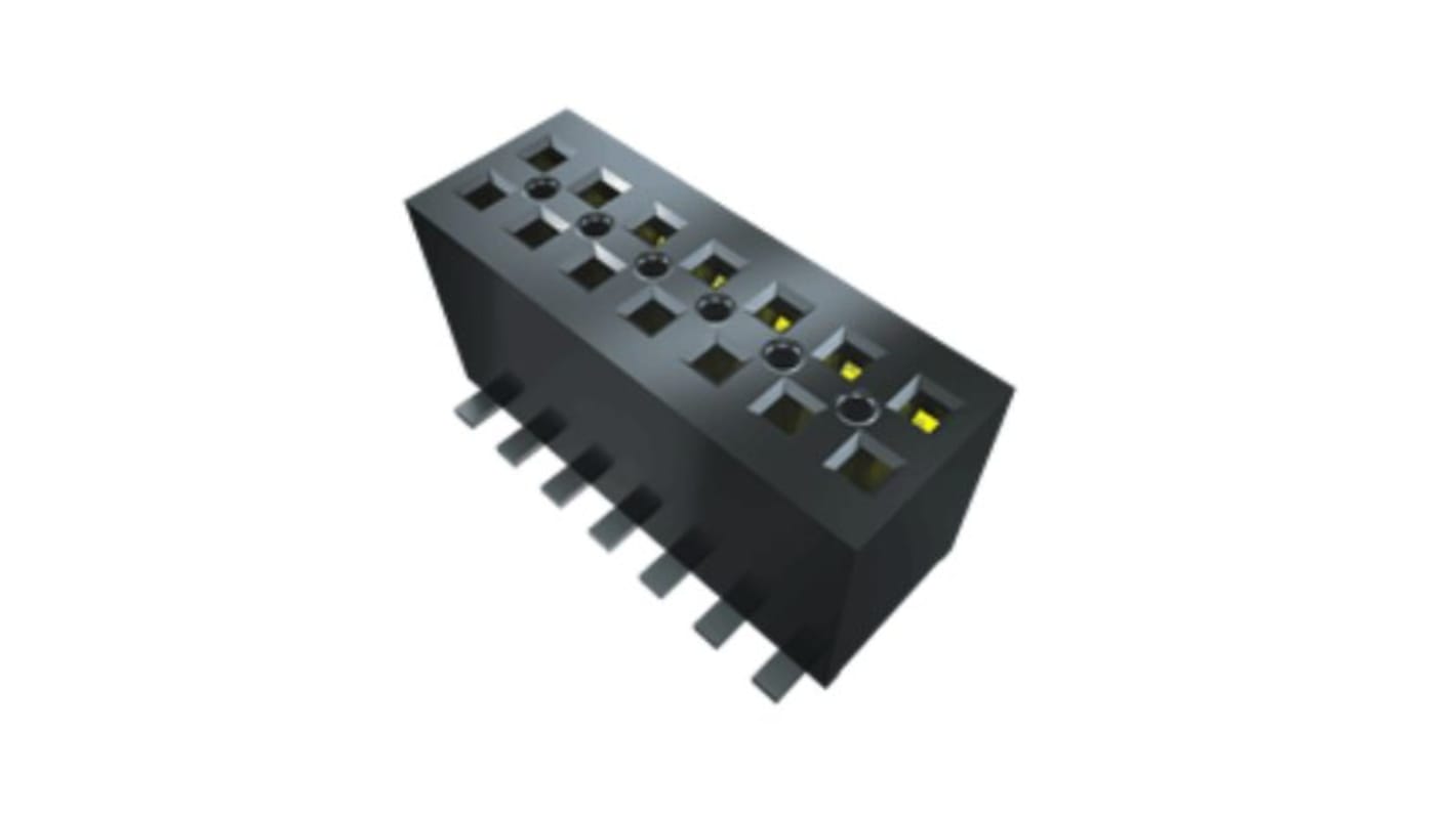 Conector hembra para PCB Samtec serie FLE FLE-107-01-G-DV-K-TR, de 14 vías en 2 filas, paso 1.27mm, Montaje