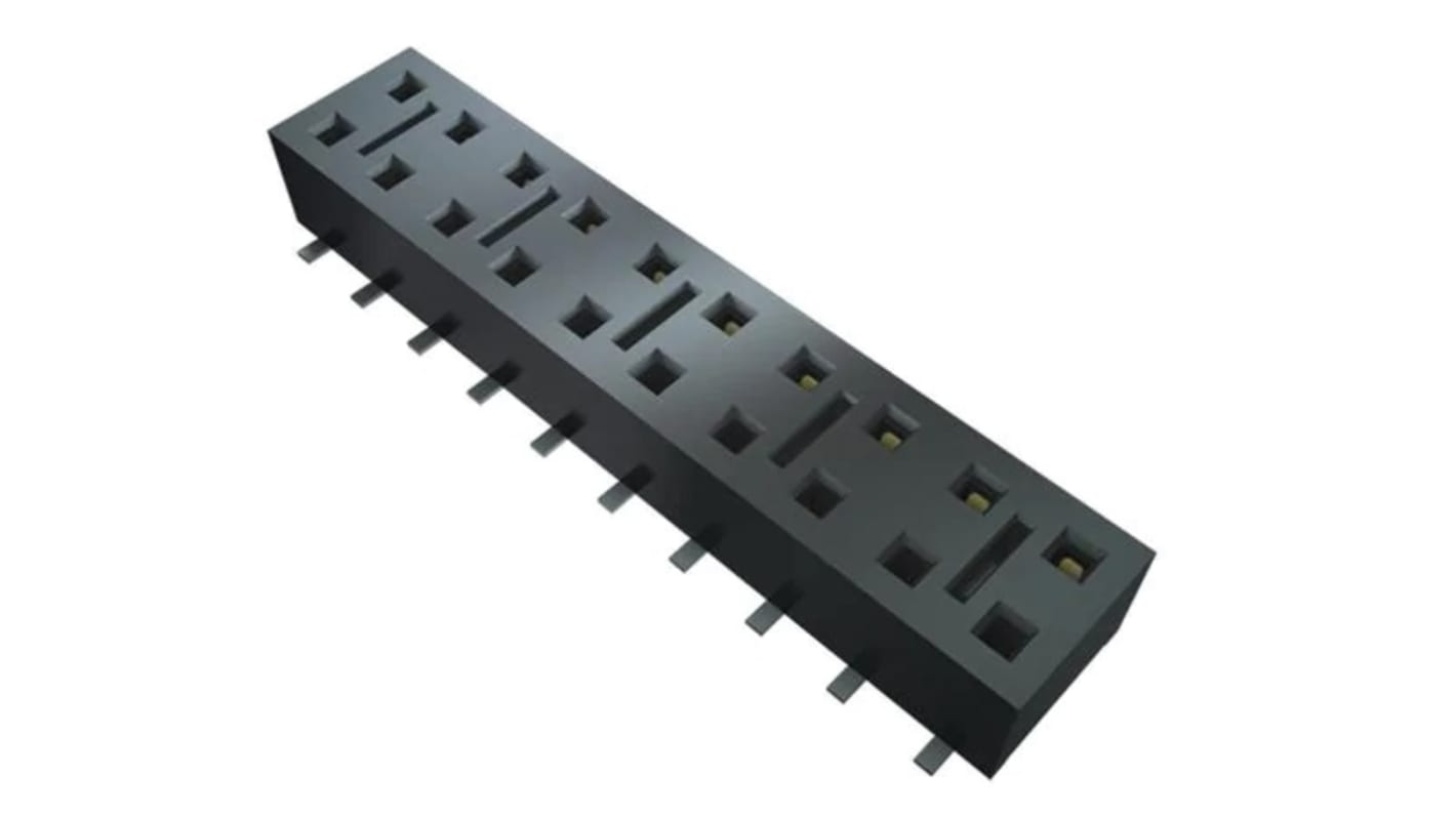 Samtec HLE Series Straight Surface Mount PCB Socket, 20-Contact, 2-Row, 2.54mm Pitch, Solder Termination