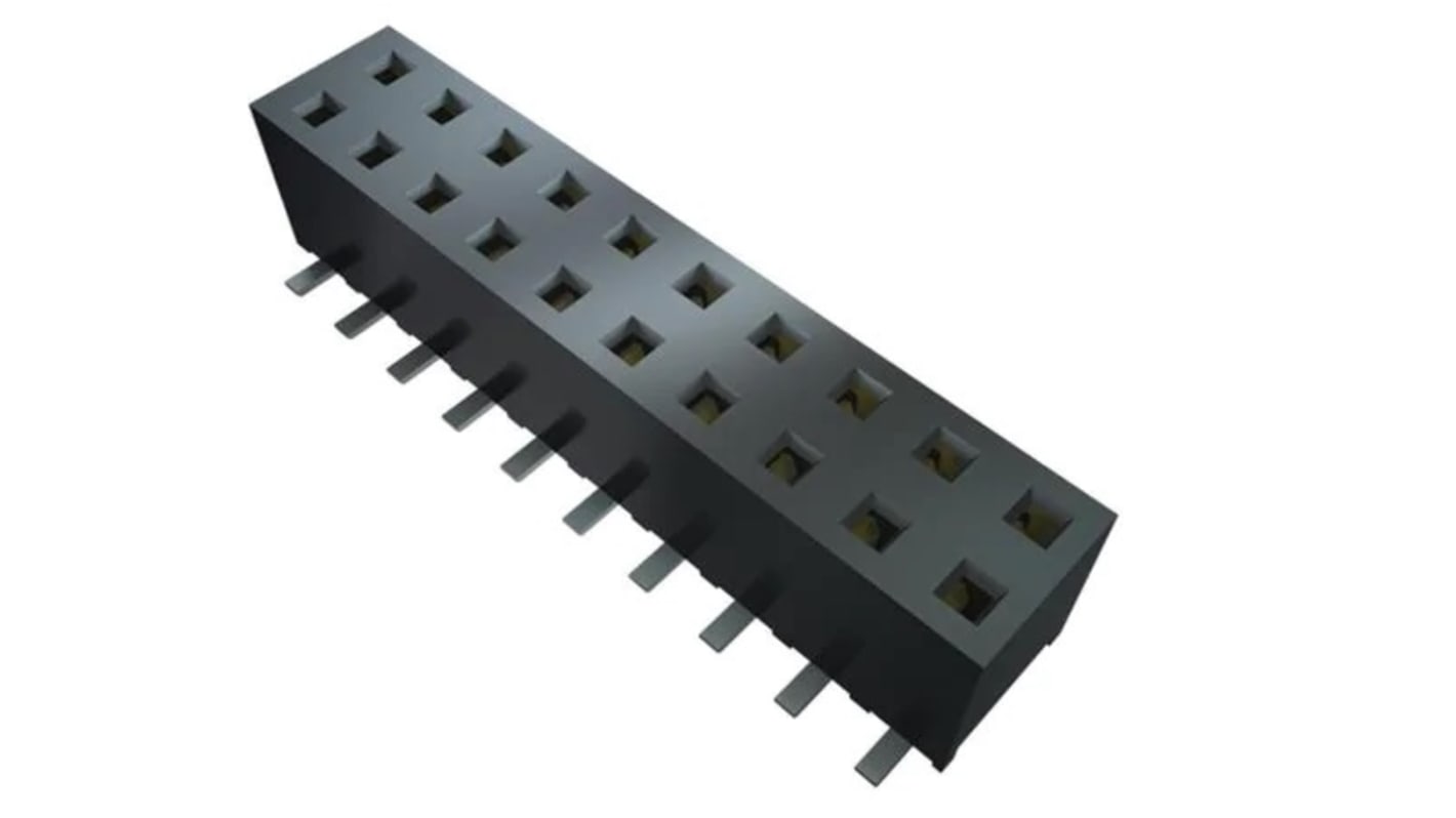 Samtec MMS Series Straight Surface Mount PCB Socket, 3-Contact, 1-Row, 2mm Pitch, Through Hole Termination