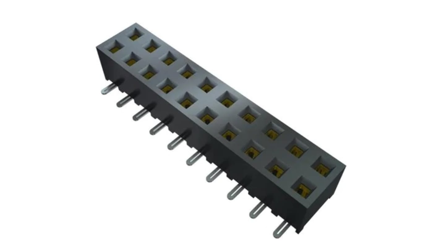 Conector hembra para PCB Samtec serie SMM SMM-106-02-S-D-P-TR, de 12 vías en 2 filas, paso 2mm, Montaje Superficial,