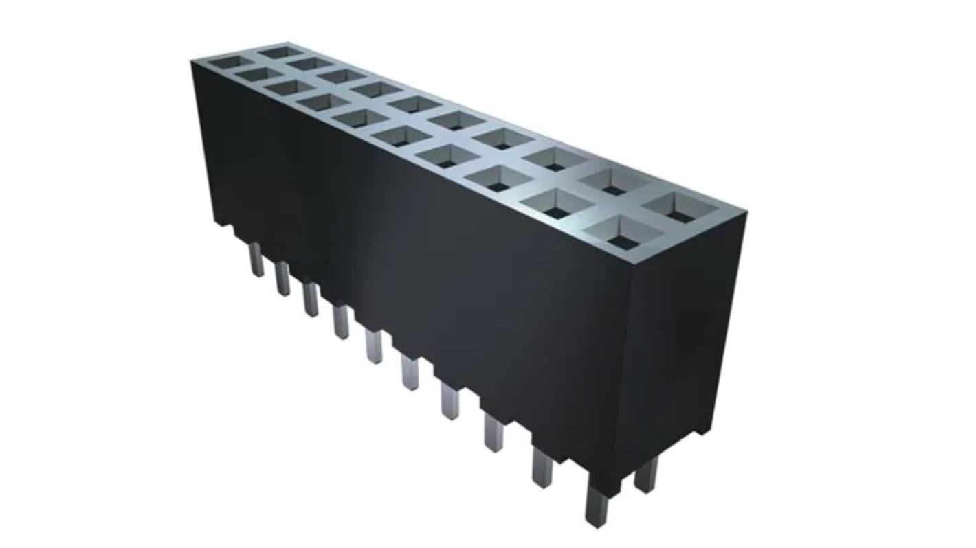 Conector hembra para PCB Samtec serie SQW SQW-108-01-S-D-VS-A-K-TR, de 16 vías en 2 filas, paso 2mm, Montaje