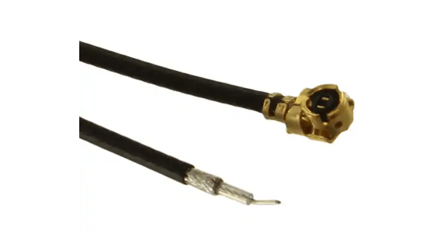 Cable coaxial RS PRO, 50 Ω, con. A: MHF1, Macho, con. B: Sin terminación, long. 305mm Negro