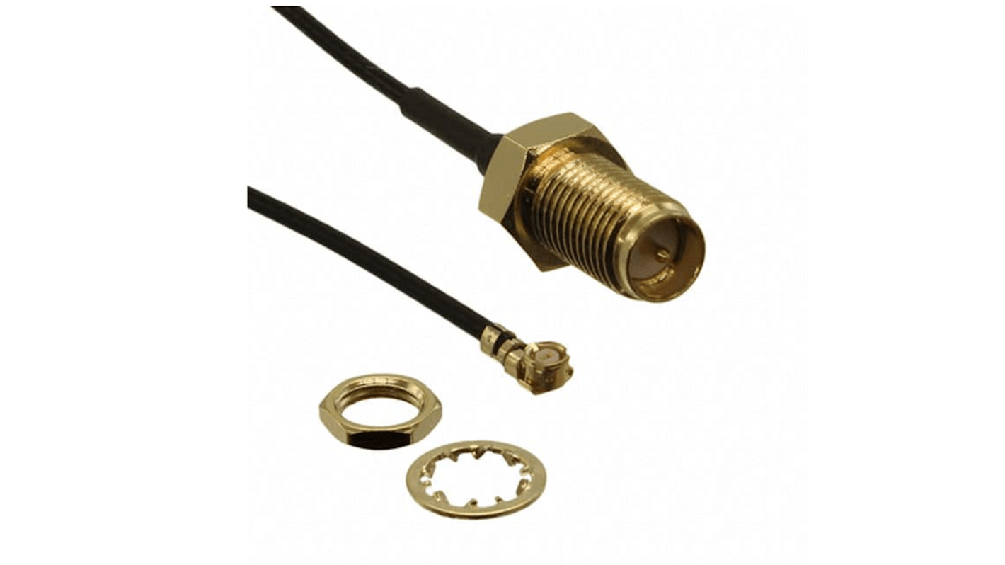 Cable coaxial RS PRO, 50 Ω, con. A: MHF1, con. B: RP-SMA, Macho, long. 152mm Negro