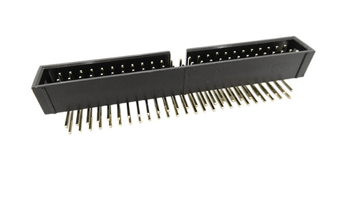 RS PRO Leiterplatten-Stiftleiste gewinkelt, 50-polig / 2-reihig, Raster 2.54mm, 3 amp, Ummantelt