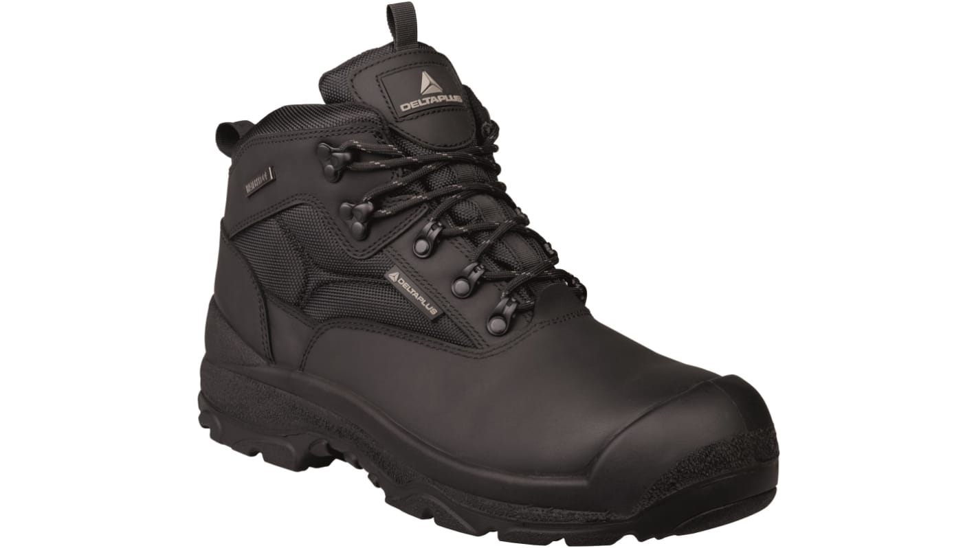 Scarpe antinfortunistiche S3 Delta Plus da Uomo tg. 38, col. Nero , resistenti all'acqua, con puntale di sicurezza