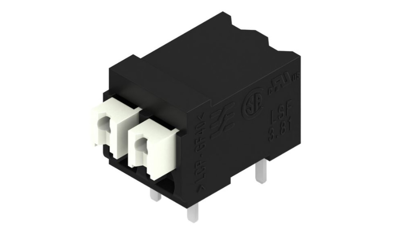 Weidmuller LSF Series PCB Terminal Block, 2-Contact, 3.81mm Pitch, Surface Mount, 1-Row