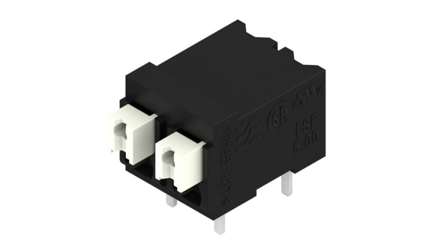 Weidmuller LSF Series PCB Terminal Block, 2-Contact, 5mm Pitch, Surface Mount, 1-Row