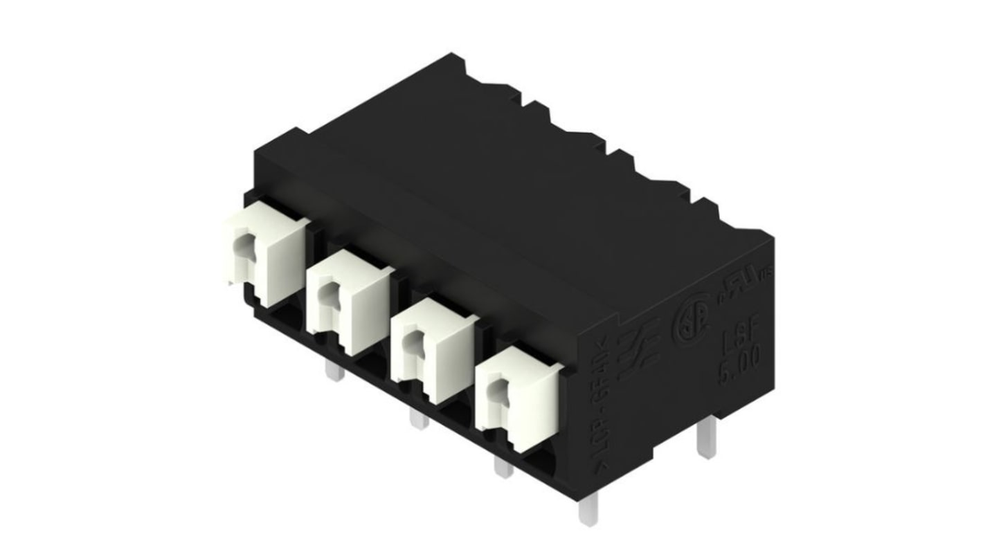 Weidmuller LSF Series PCB Terminal Block, 4-Contact, 5mm Pitch, Surface Mount, 1-Row