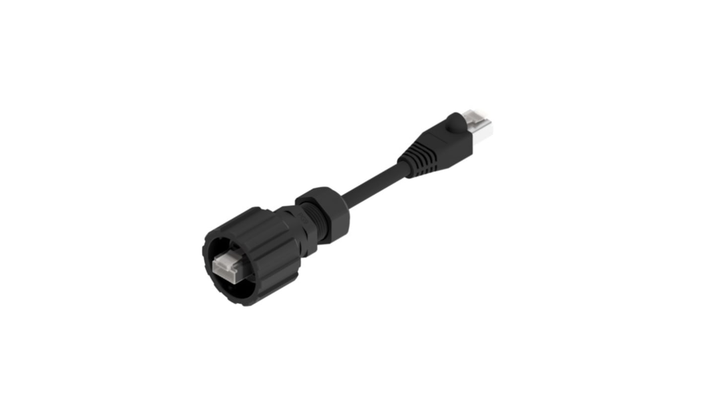 CONEC Ethernetkabel Cat.5e, 2m, Schwarz Patchkabel, A RJ45 U/UTP Stecker, B RJ45