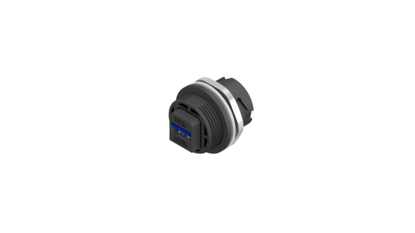 Adaptador USB CONEC 17-240001, Hembra a Hembra, , 1 puerto puertos, Recto IP67, IP68, Montaje en Panel, Versión 3.0, 17