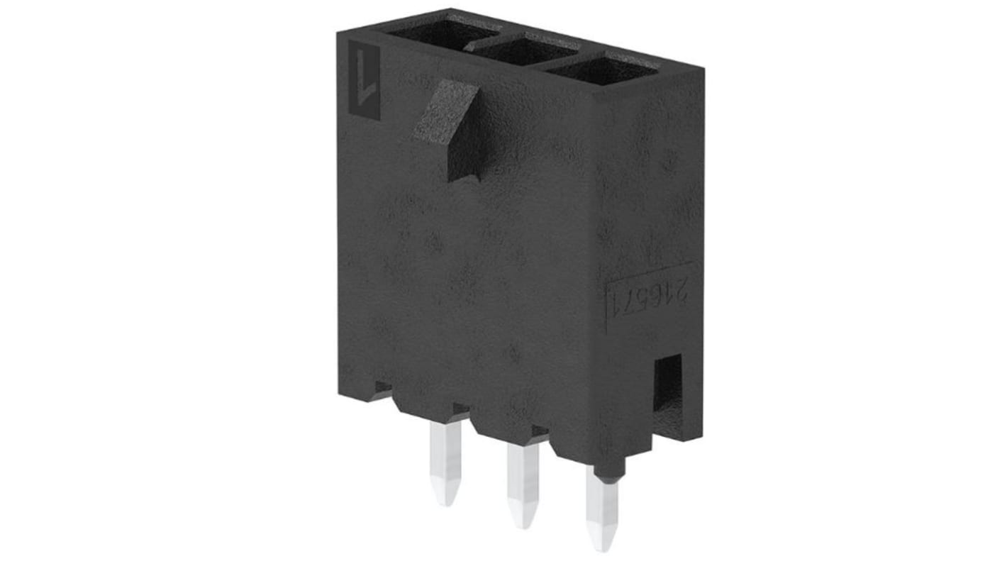 Molex Micro-Fit+ Series Vertical Through Hole PCB Header, 3 Contact(s), 3.0mm Pitch, 1 Row(s), Shrouded