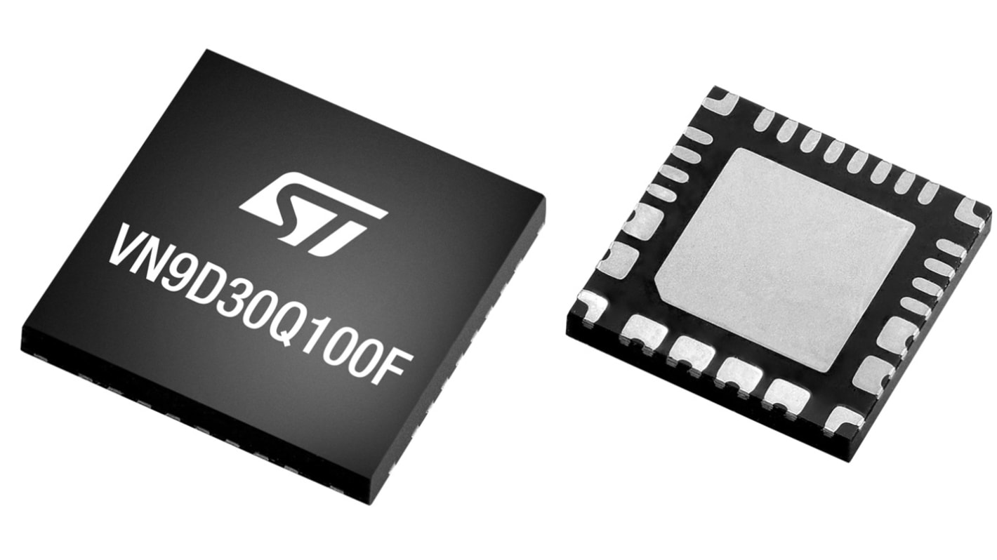 STMicroelectronics VN9D30Q100FTR 6 csatornás Teljesítménykapcsoló IC, Tápoldali, QFN