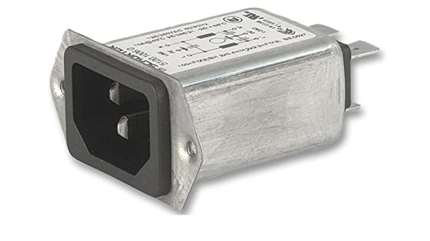 Filtro IEC Schurter serie 5120 con conector C14, C18, 250 V ac, 2A, 50 Hz, 60 Hz, , con interrruptor de