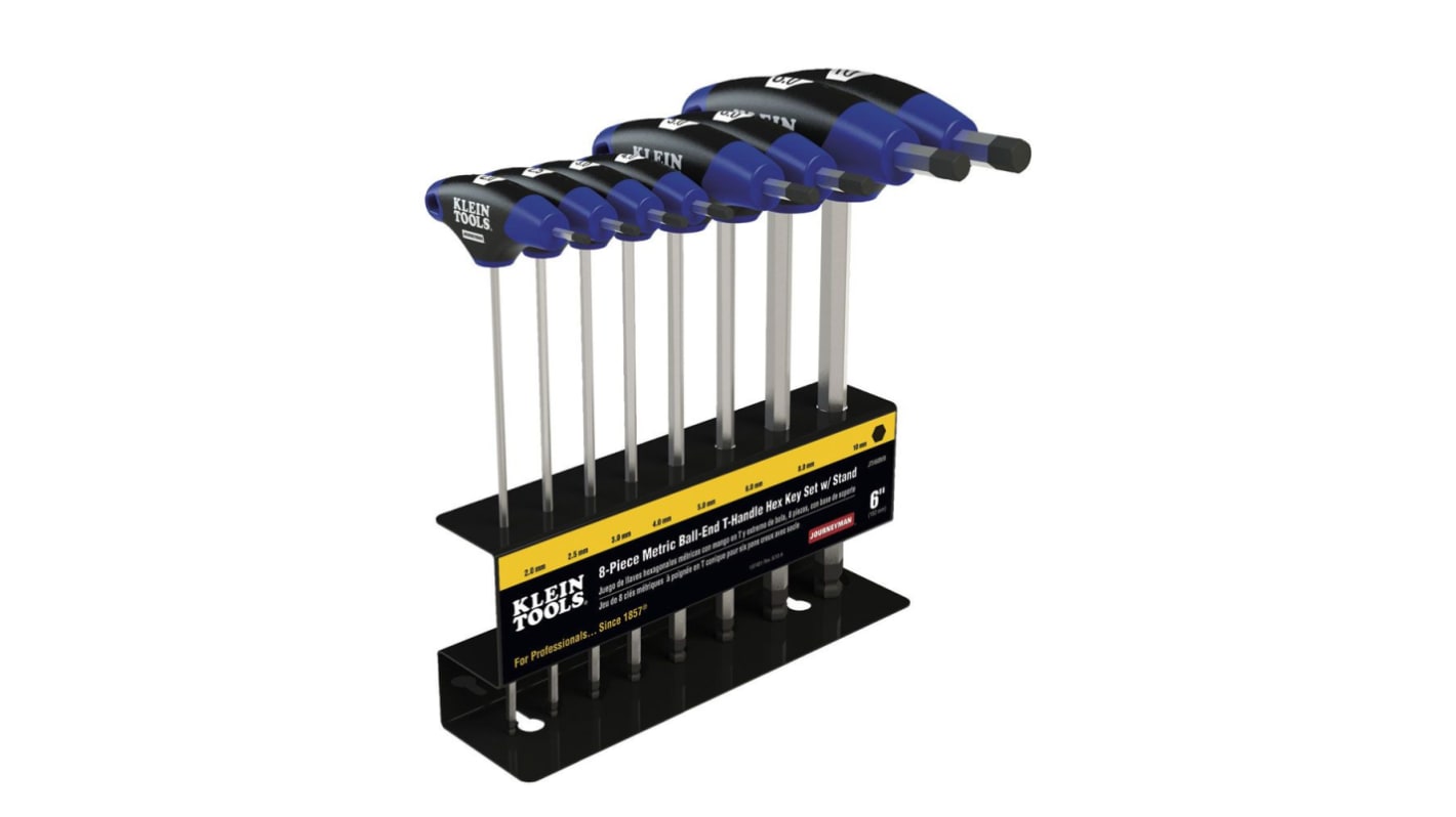 Klein Tools 8 piece T Shape Metric Hex Key Set, 2.5 mm, 2 mm, 3 mm, 4 mm, 5 mm, 6 mm, 8 mm, 10 mm