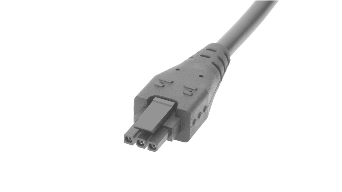 Conjunto de cables Molex Micro-Fit 214770, long. 1m, Con A: Hembra, 2 vías, Con B: Hembra, 2 vías, paso 3mm