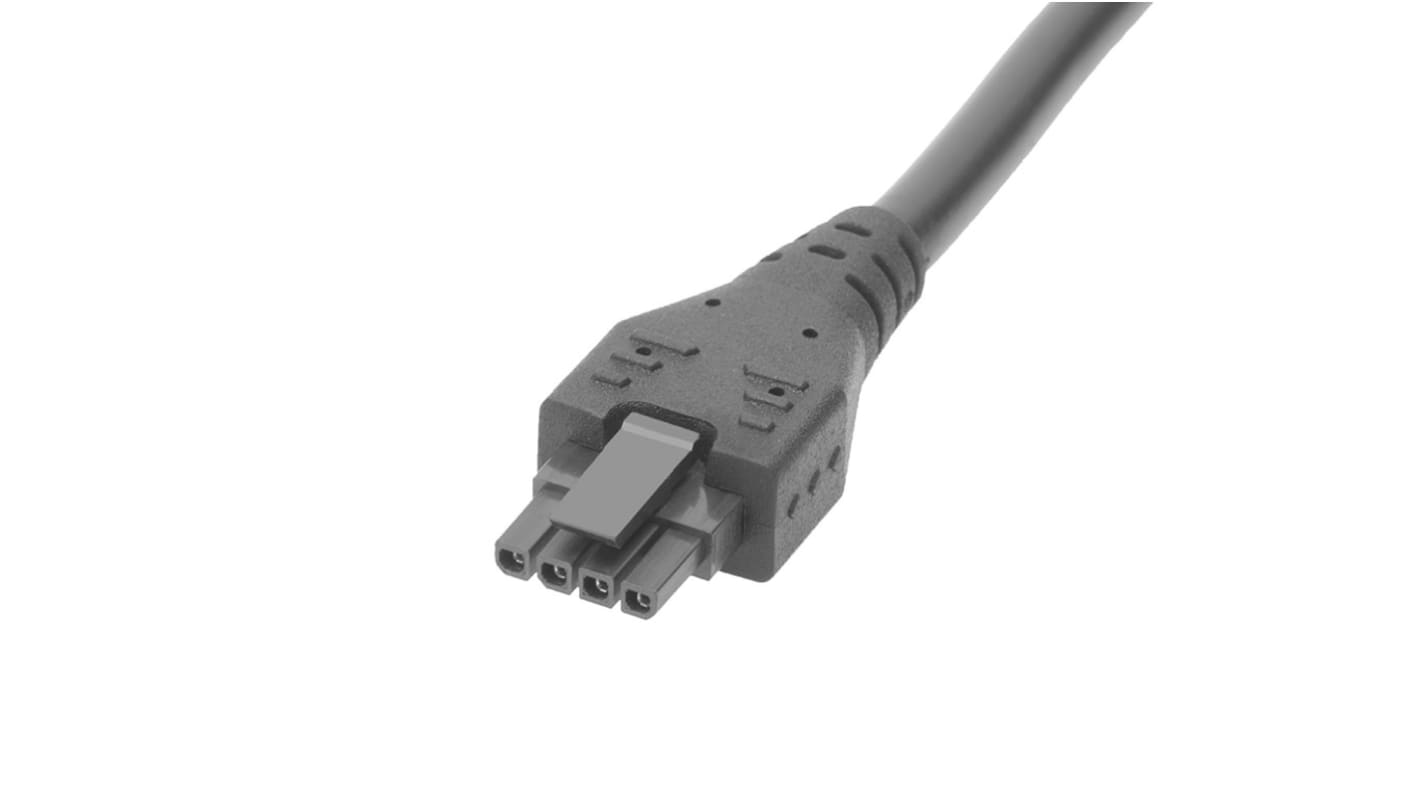 Conjunto de cables Molex Micro-Fit 214770, long. 2m, Con A: Hembra, 4 vías, Con B: Hembra, 4 vías, paso 3mm