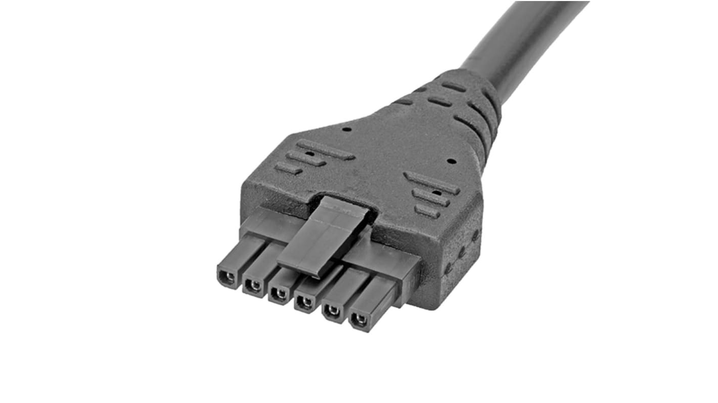 Conjunto de cables Molex Micro-Fit 214770, long. 1m, Con A: Hembra, 6 vías, Con B: Hembra, 6 vías, paso 3mm