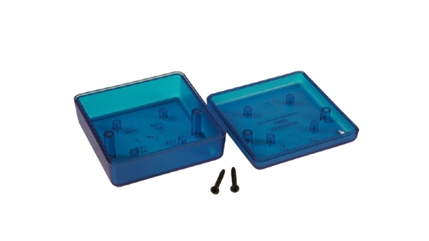 Caja para instrumentación Hammond de ABS Azul transparente, 66 x 66 x 28mm