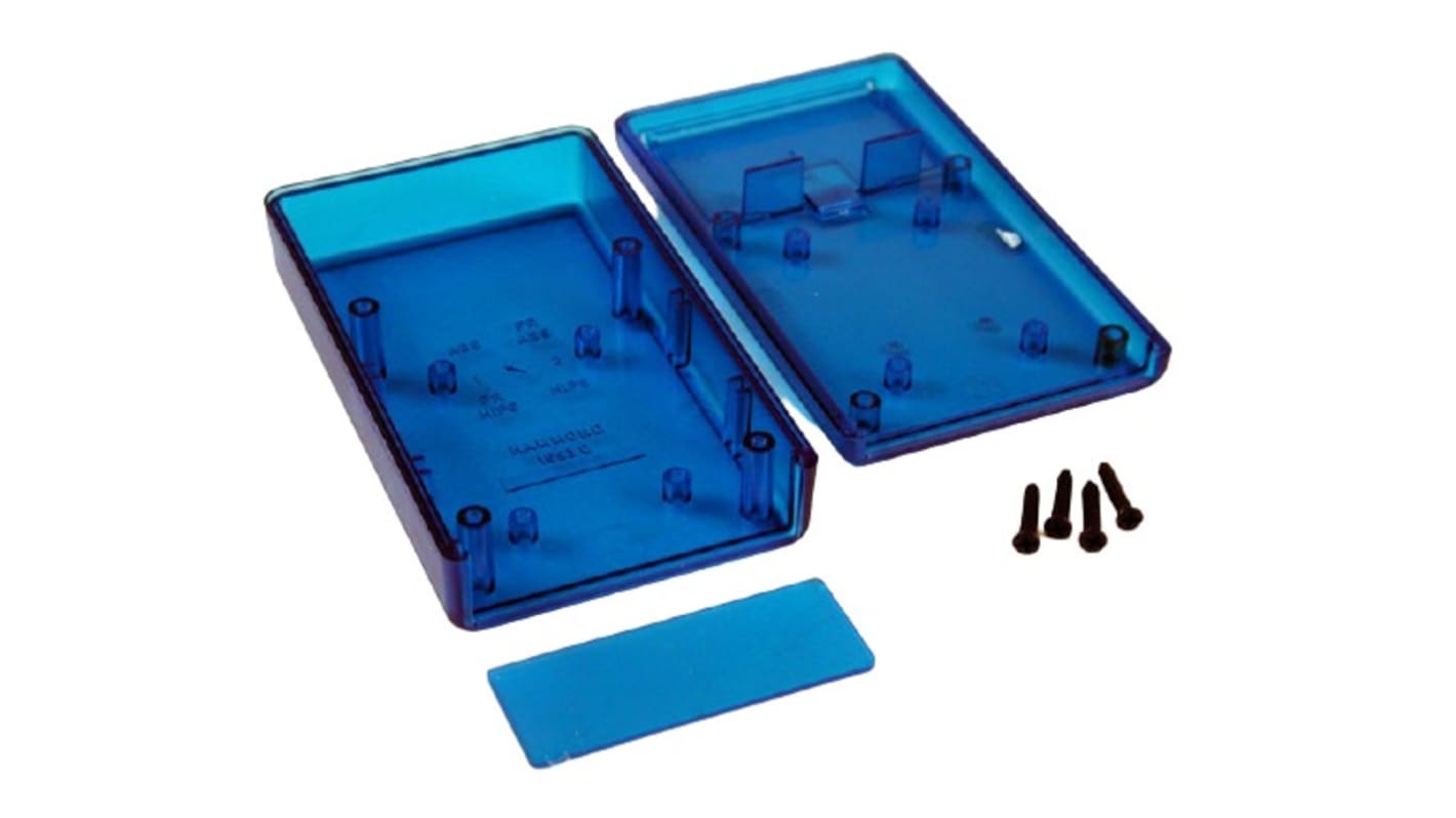 Hammond, Schalengehäuse, Blau transparent, ABS, 112 x 66 x 28mm