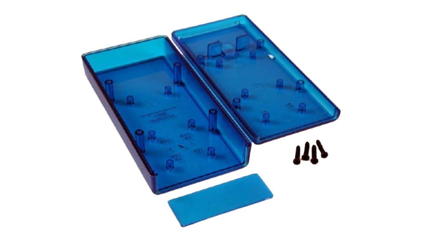 Boîtier d'instrumentation Hammond en ABS Bleu transparent, dim. ext. 140 x 66 x 28mm