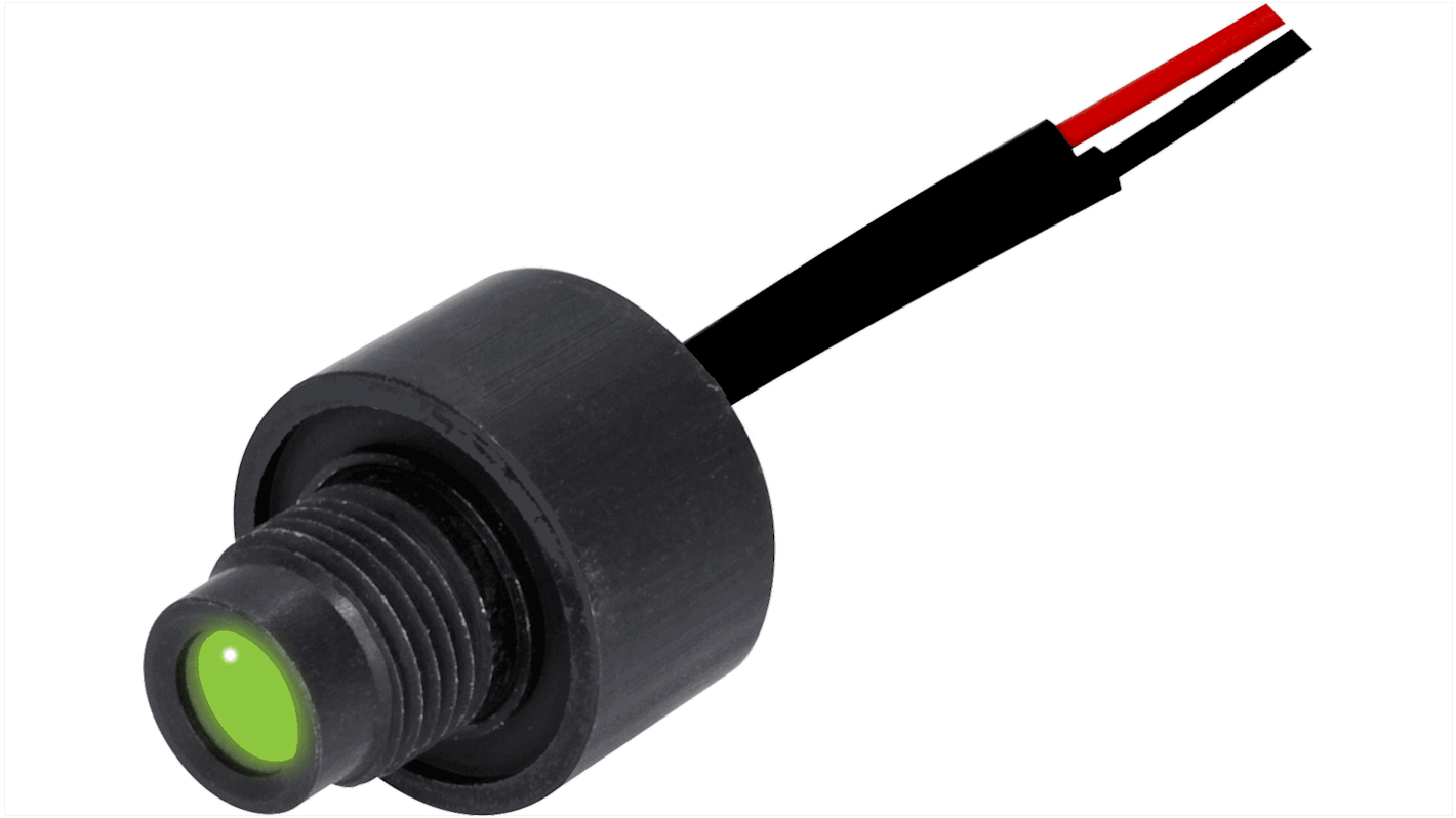 Oxley STR501 Series Green Indicator, 3.6V dc, 8mm Mounting Hole Size, Lead Wires Termination, IP68