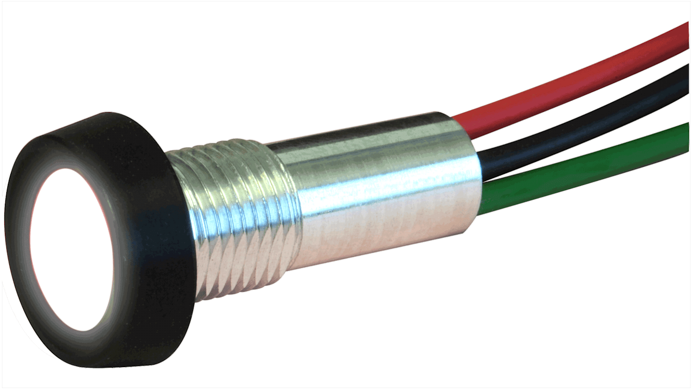 Oxley STRLH8 Series White Indicator, 230V dc, 8mm Mounting Hole Size, Lead Wires Termination, IP68