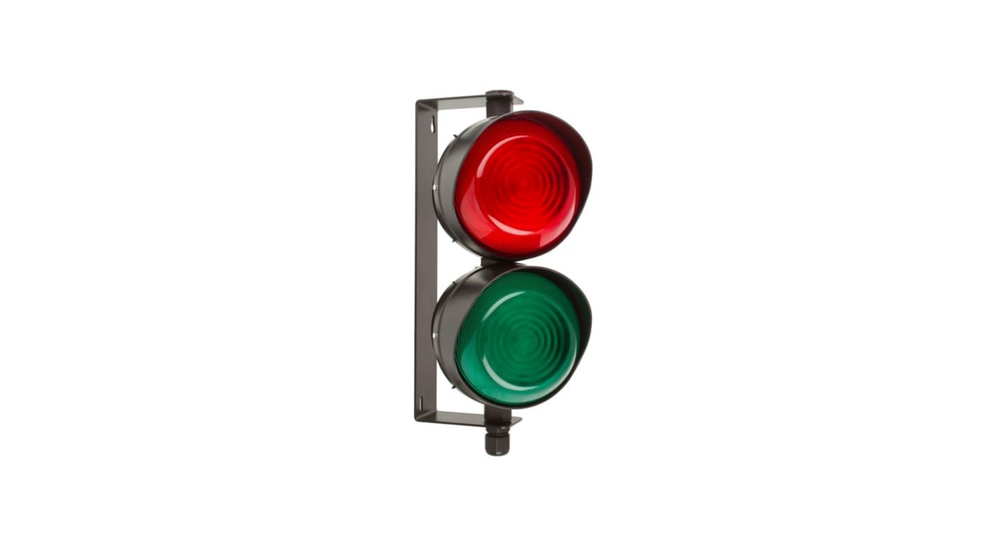 RS PRO Green, Red Traffic Light LED Beacon, 2 Lights, 85 → 280 V