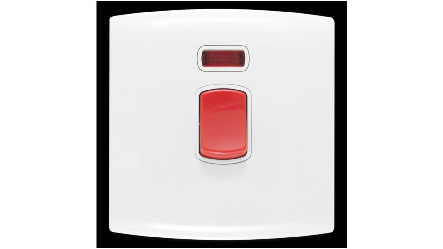 Contactum White Rocker Light Switch, 1 Way, 1 Gang, Alfanar