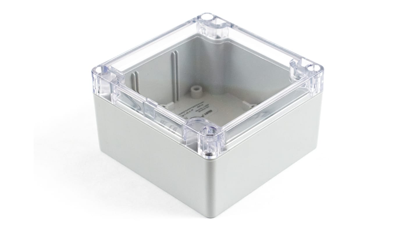 Hammond 1554 Series Polycarbonate Enclosure, IP68, Clear Lid, 4.13 x 4.13 x 2.36in