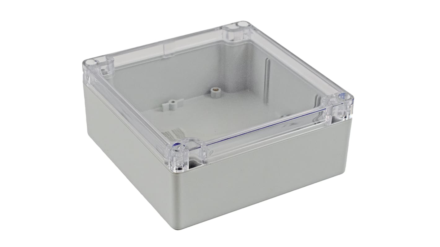 Hammond 1554 Series Grey Polycarbonate Enclosure, IP68, Clear Lid, 5.51 x 5.51 x 2.36in