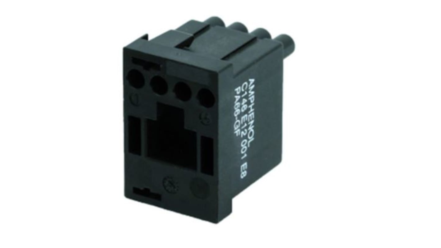 Amphenol Industrial C146 Robustes Power Steckverbinder-Modul, 4-polig 13A Stecker, RJ45 Modul für Modulares System der