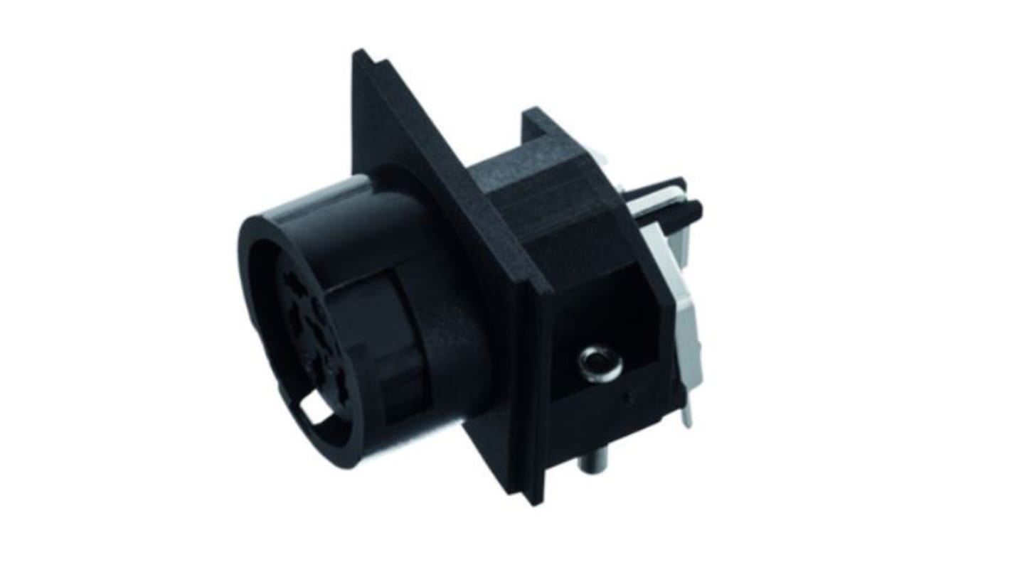 Conector DIN Ángulo de 90° Hembra Amphenol Industrial serie T34 de 6 vías, 7A, 300 V, DIN EN 61076-2-106, IP40