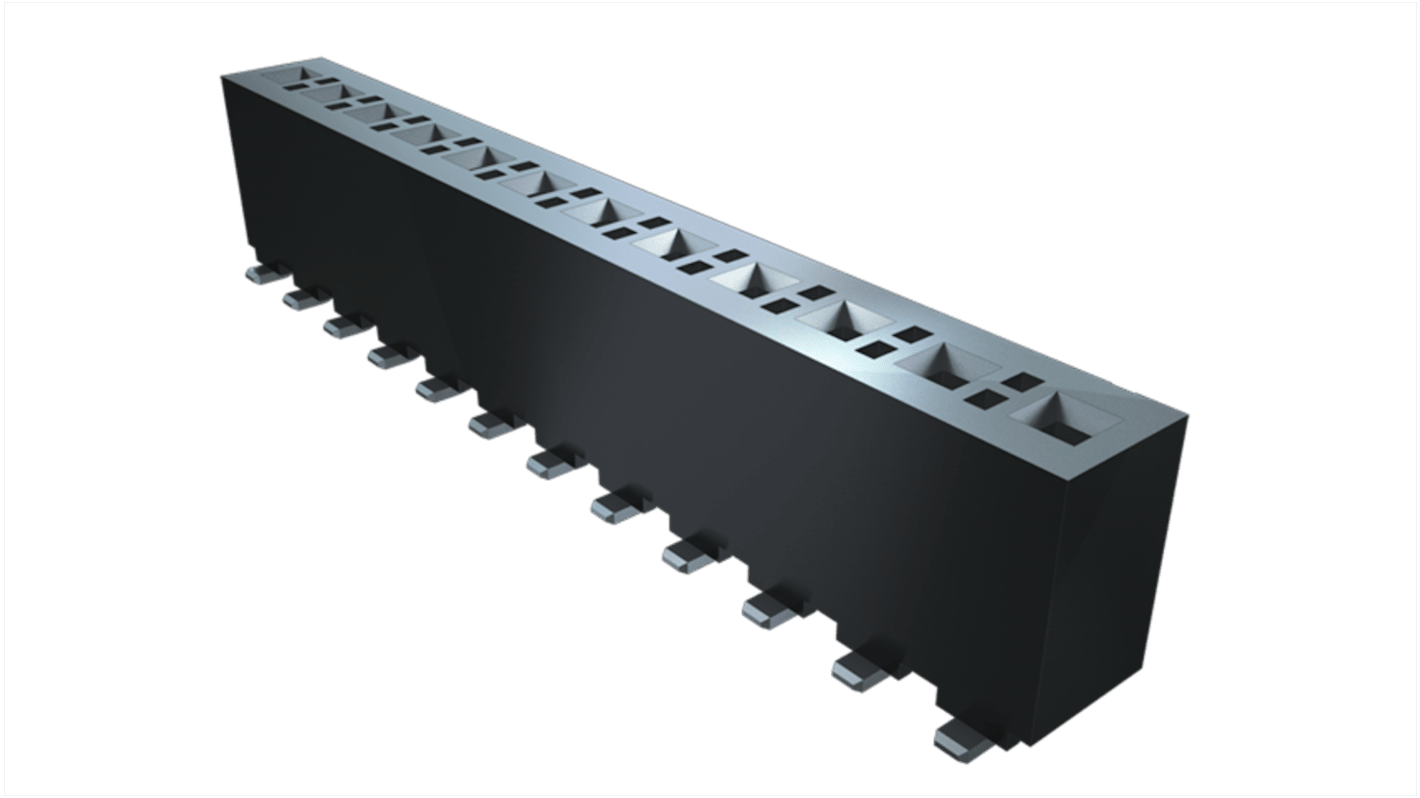 Conector hembra para PCB Samtec serie FHP, de 8 vías en 1 fila, paso 3.962mm, Montaje en orificio pasante, para soldar