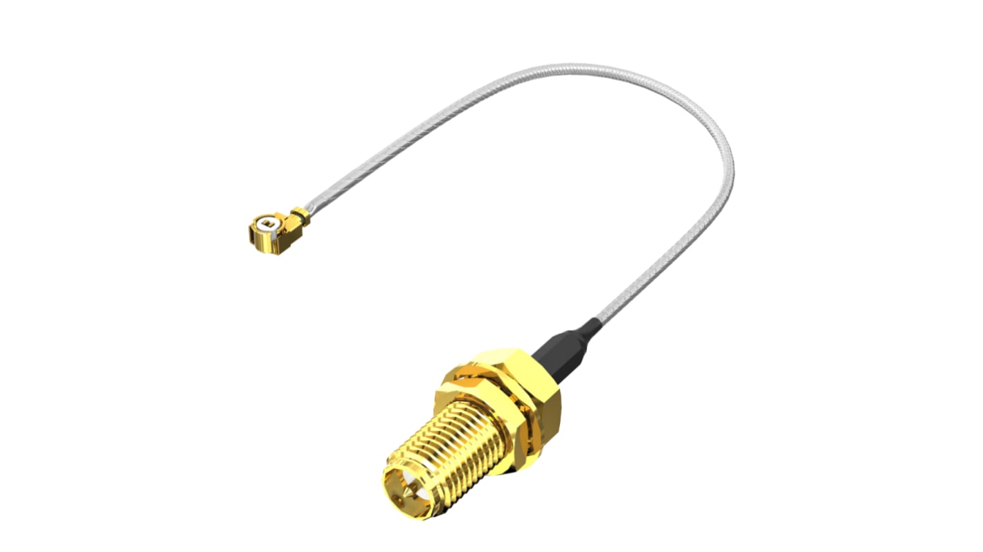 Cable coaxial RF Samtec, 50 Ω, con. A: MHF1, Macho, con. B: SMA, Hembra, long. 100mm