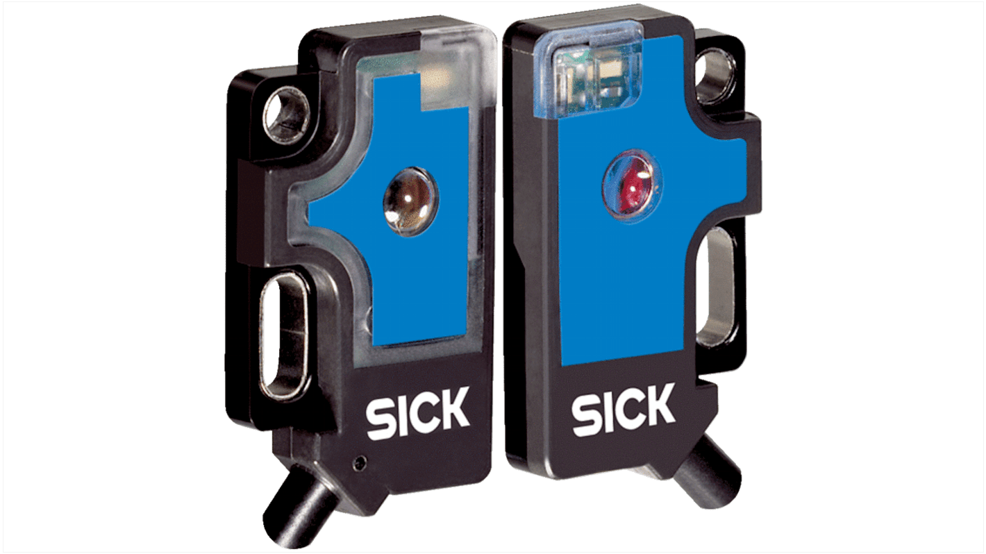 Sick W2 Flat Rechteckig Optischer Sensor, Durchgangsstrahl, Bereich 500 mm, PNP Ausgang, M8-Steckverbinder,