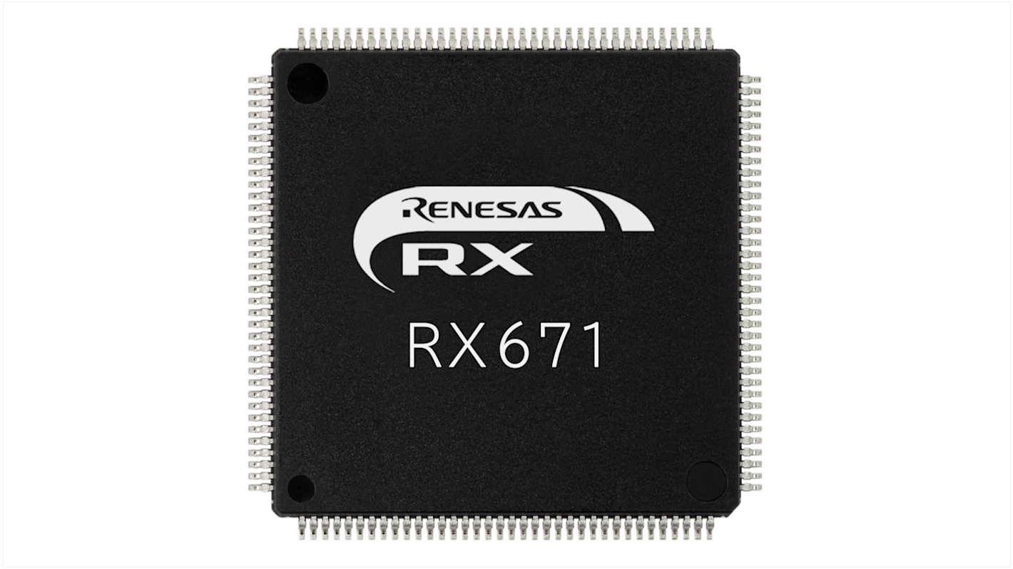 Microcontrollore Renesas Electronics, RXv3, LFQFP, RX671, 144 Pin, Montaggio superficiale, 32bit, 120MHz