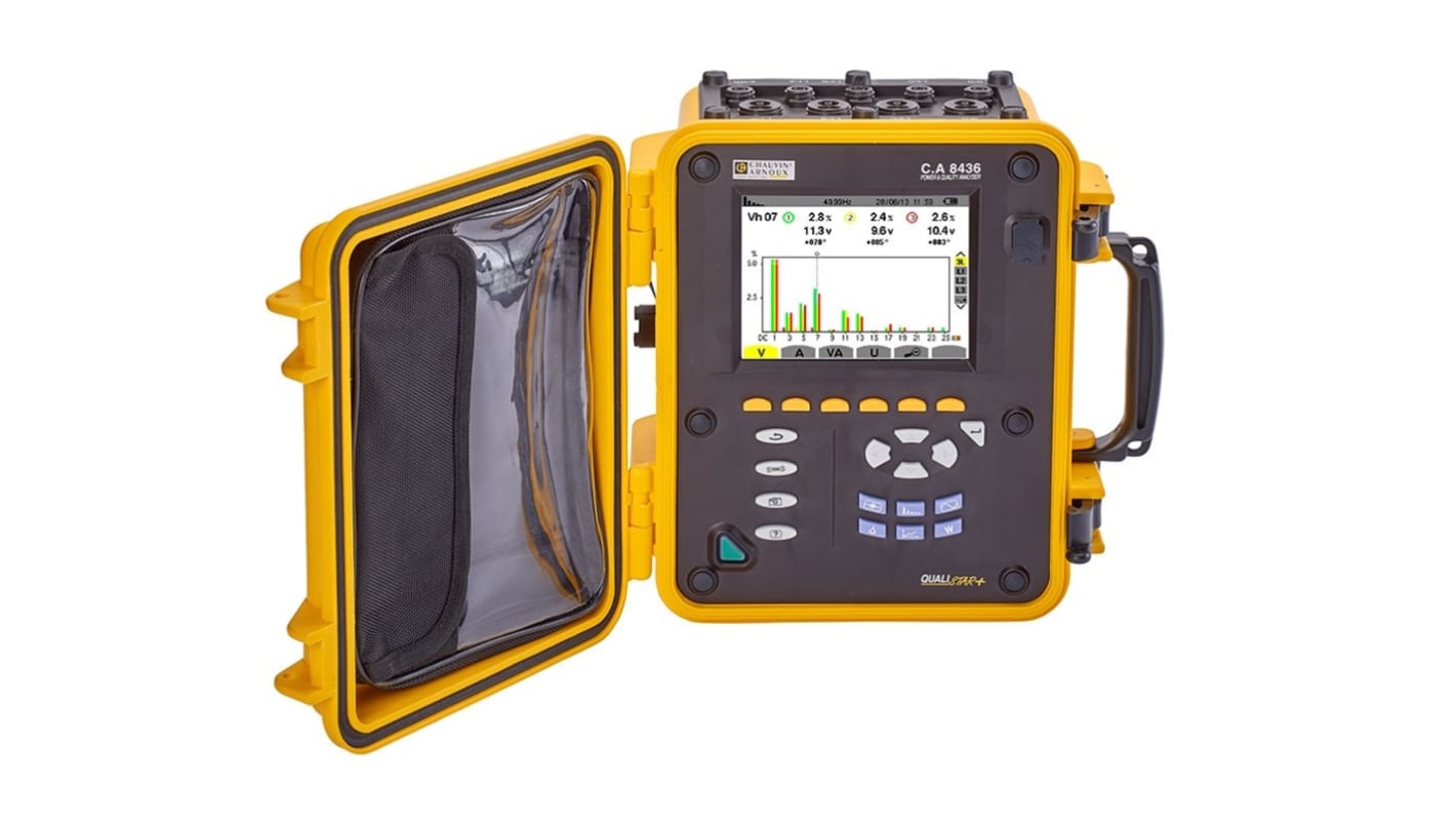 Chauvin Arnoux CA 8436 Spændingskvalitetsanalysator, 1, 3 faser, 100A, 1000 V ac, 1200V dc 10 mW til 10 MW, 10 mVAR til
