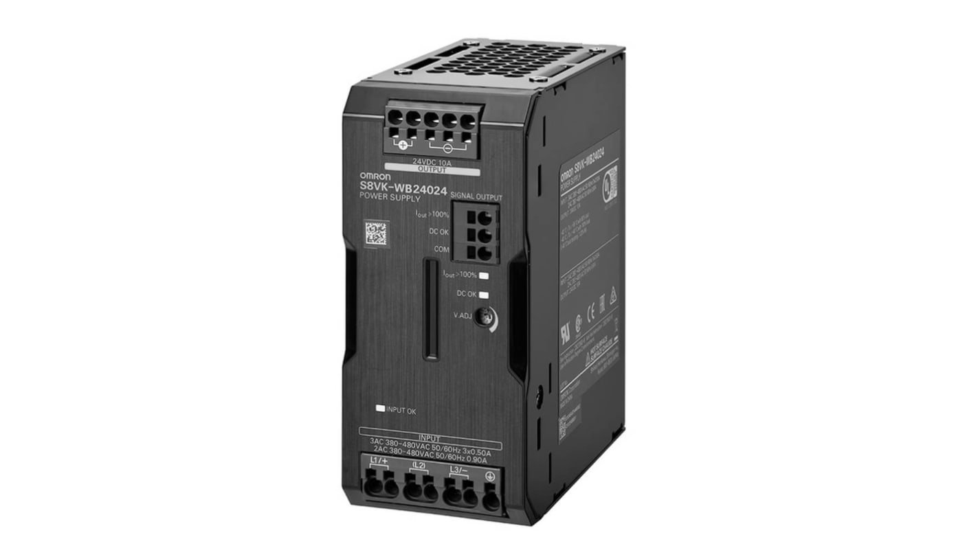 Omron DINレール取付け用スイッチング電源, S8VK-WB24048, 出力：5A 入力電圧：ac 出力電圧：dc 48V dc/