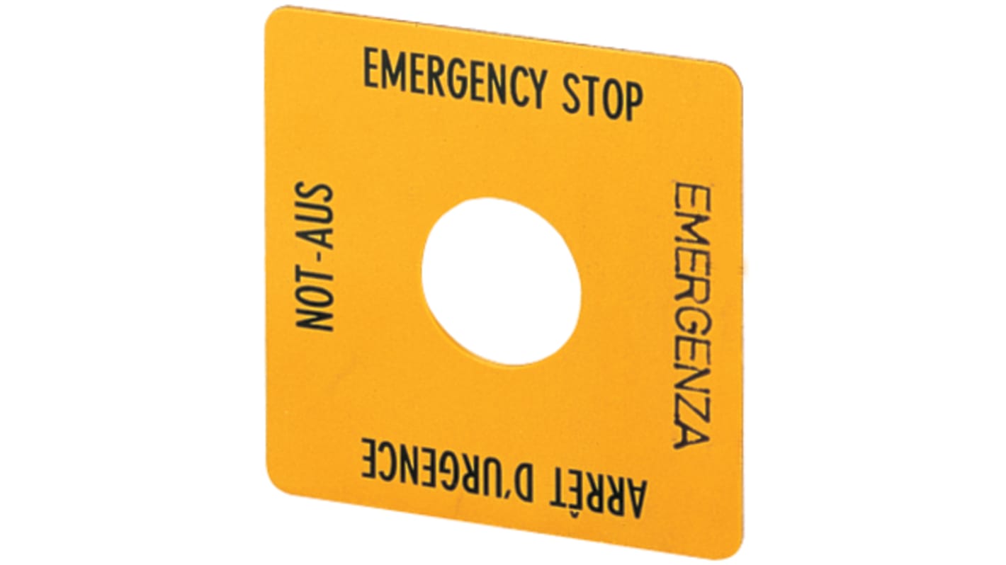 Eaton Emergency Stop Label for Use with Pushbuttons, Arrêt d'urgence - Emergency Stop - Emergenza - Not-Aus