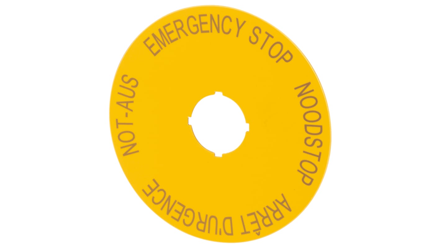 Eaton Emergency Stop Label for Use with Pushbuttons, Arrêt d'urgence - Emergency Stop - Noodstop - Not-Aus