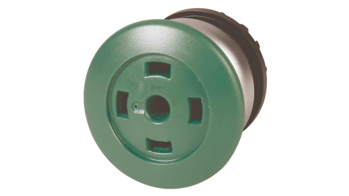 Cabezal de pulsador Eaton serie RMQ Titan M22, Ø 22.5mm, de color Verde, tipo seta, Momentáneo