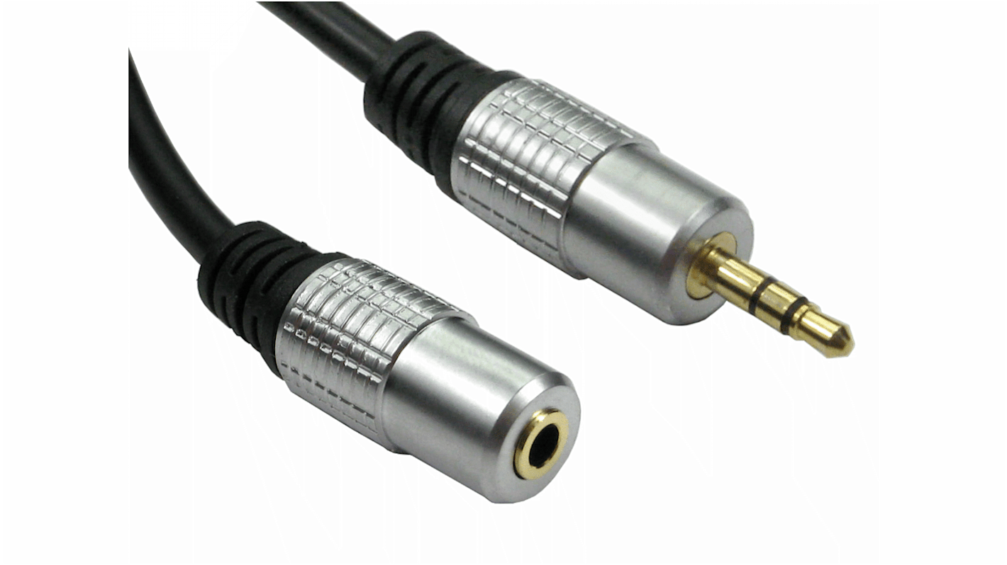 RS PRO Male 3.5mm Stereo Jack to Female 3.5mm Stereo Jack Aux Cable