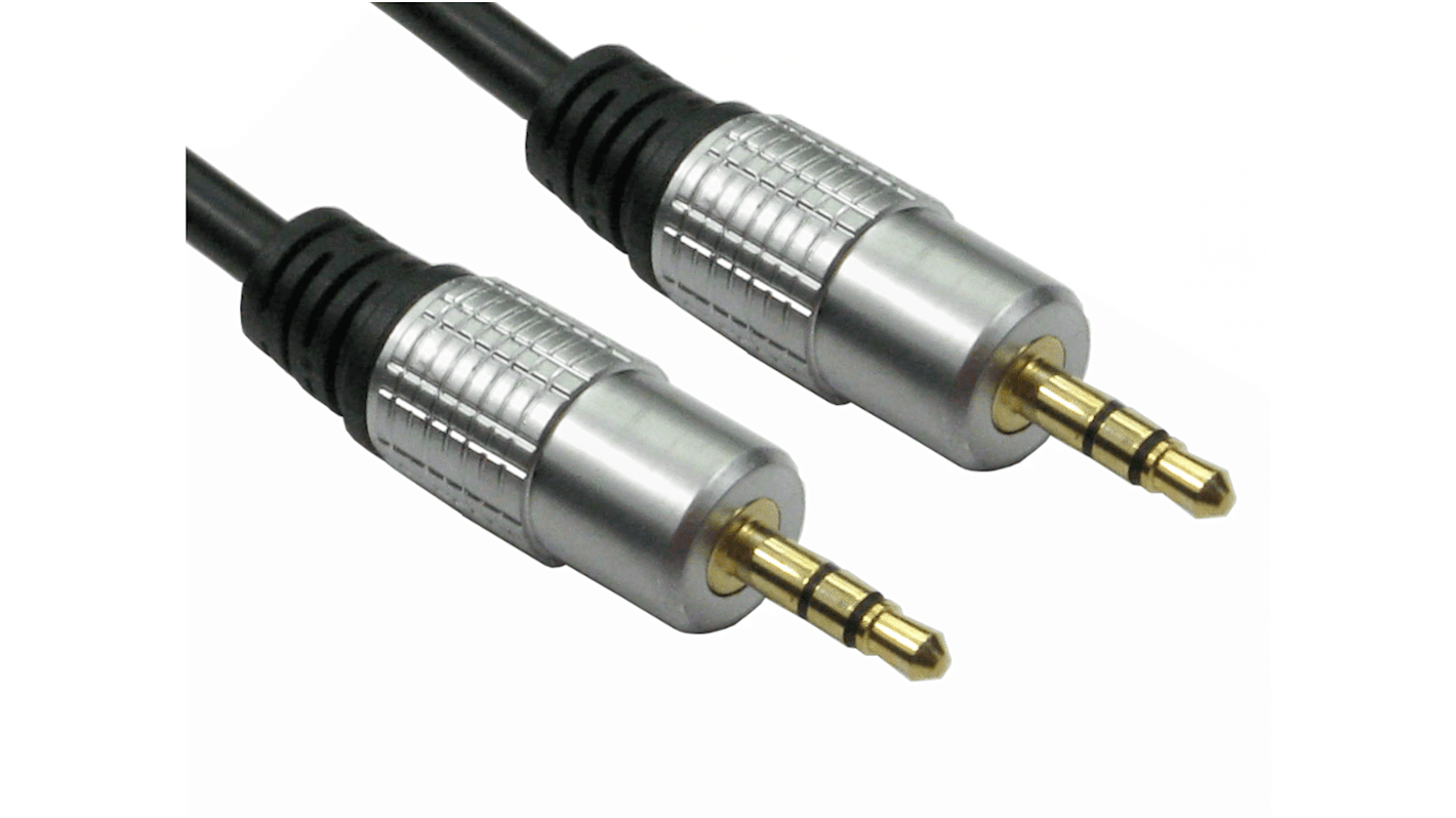 RS PRO Aux Kabel, Stereo-Jack, 3,5 mm / Stereo-Jack, 3,5 mm Stecker Stecker L. 500mm Schwarz